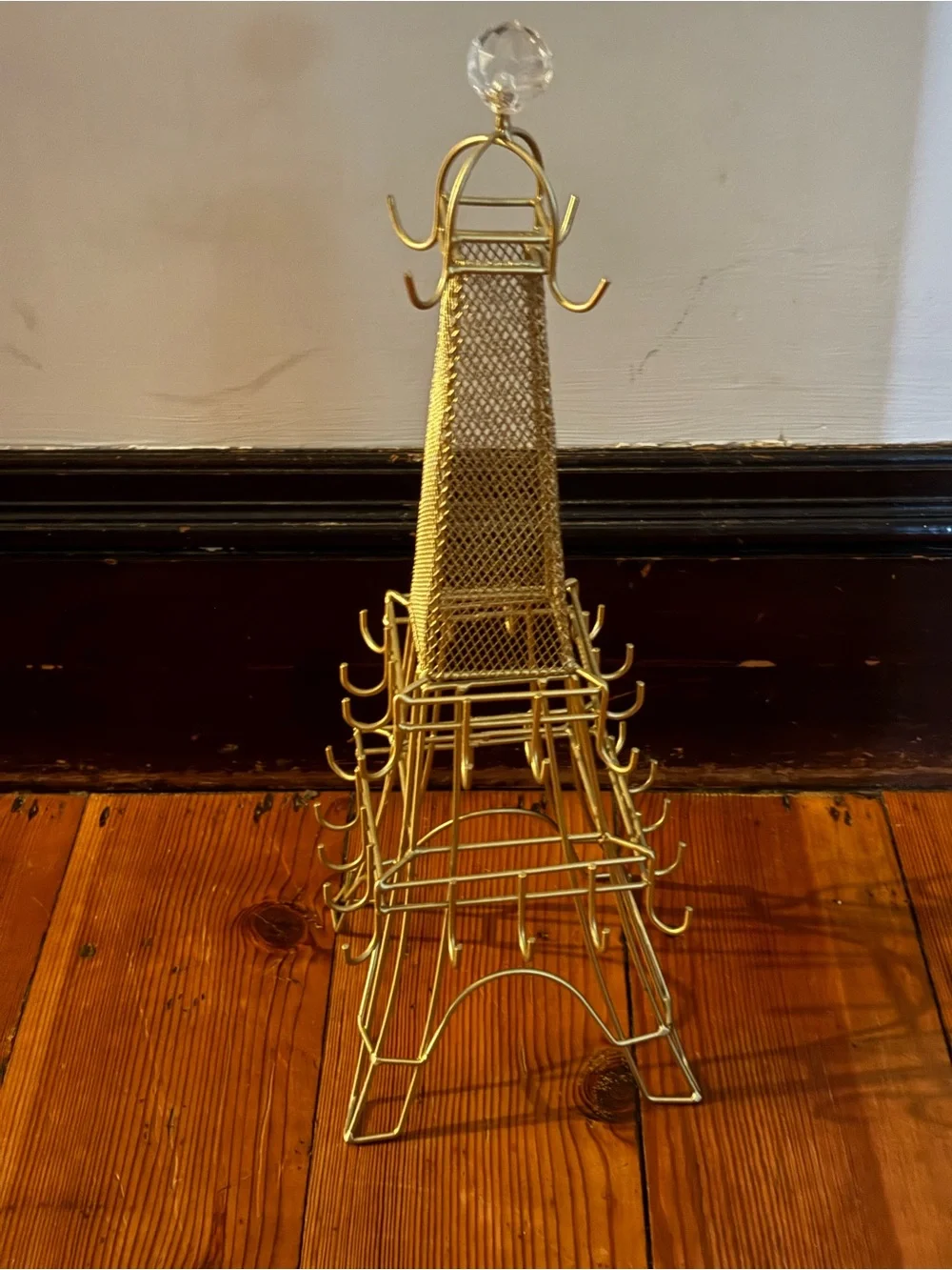 Gold Eiffel Tower Jewelry/Accessory Stand with Crystal Top